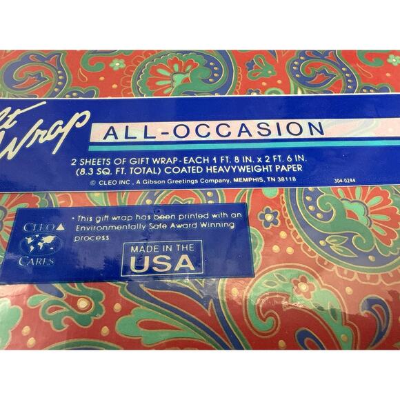 Vintage Cleo Gift Wrap Made In USA All Occasion Paisley Print Wrapping Paper - Picture 2 of 6